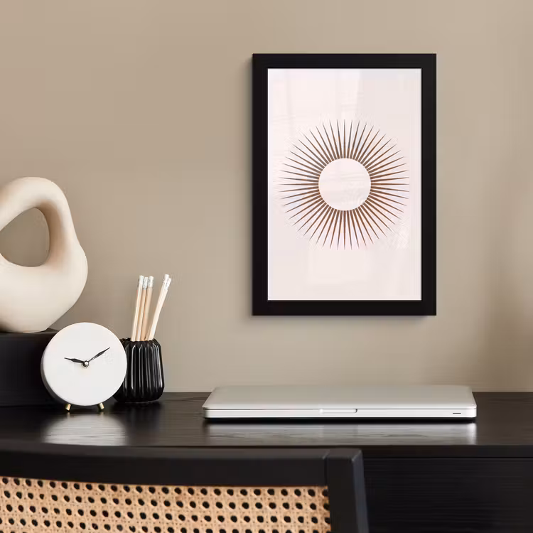 Poster met lijst - Abstract - Zon - Symbool - Modern - Beige — 2
