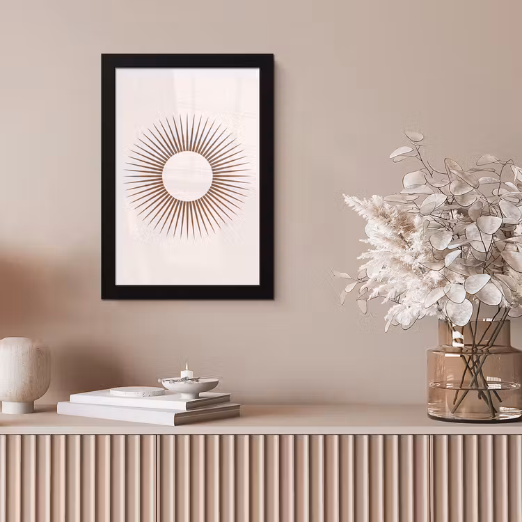 Poster met lijst - Abstract - Zon - Symbool - Modern - Beige — 5