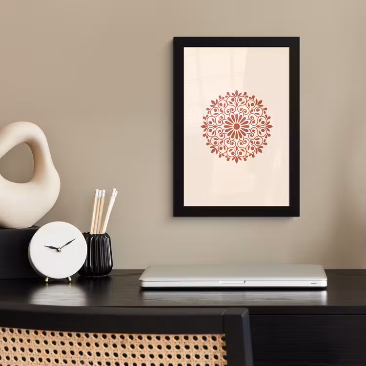 Poster met lijst - Decoratie - Cirkel - Symmetrisch - Modern - Roodbruin — 2