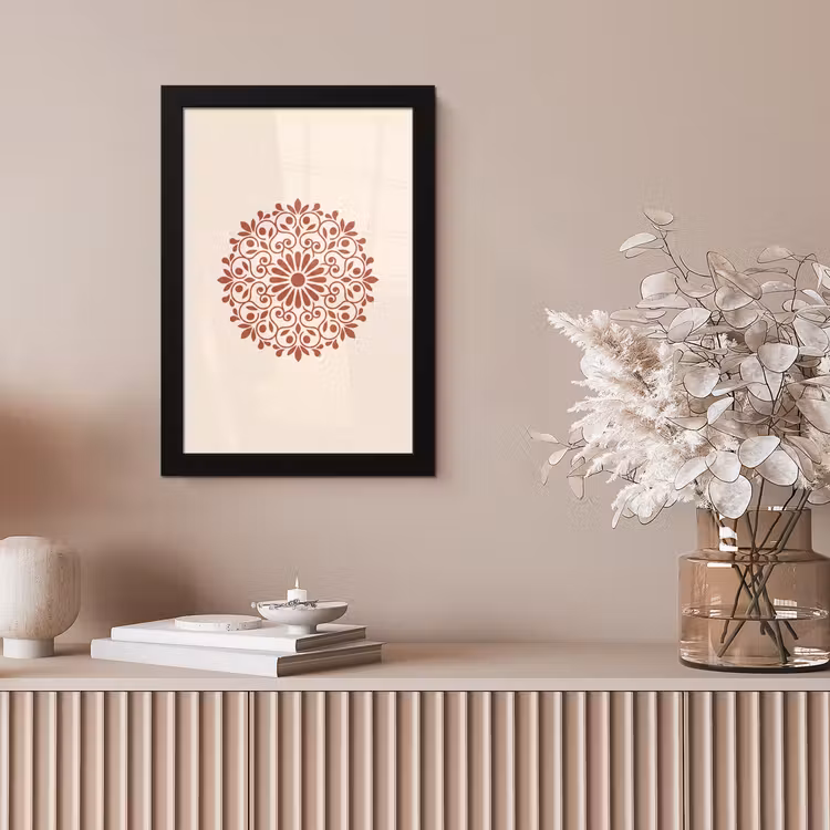 Poster met lijst - Decoratie - Cirkel - Symmetrisch - Modern - Roodbruin — 5