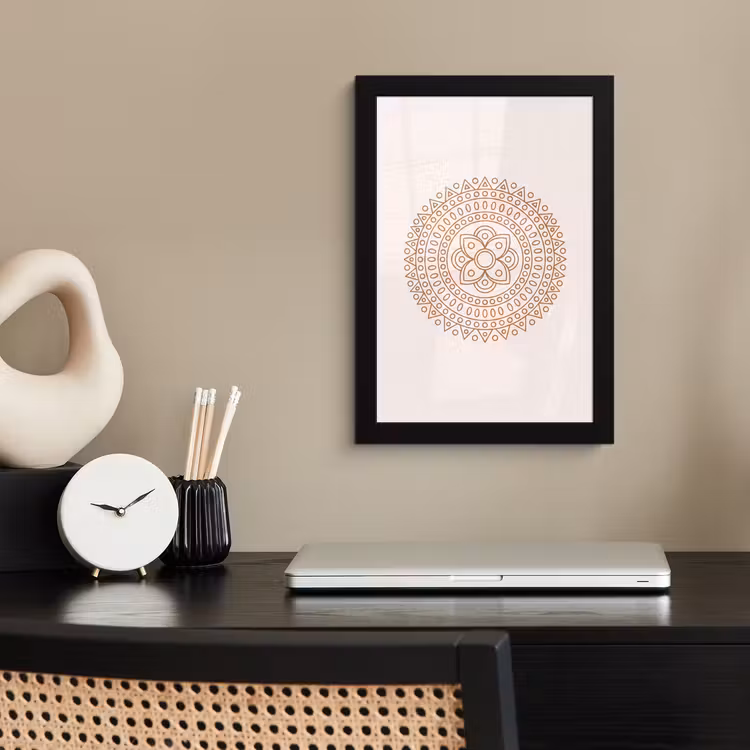 Poster met lijst - Mandala - Geometrisch - Abstract - Oosters - Bruin — 2