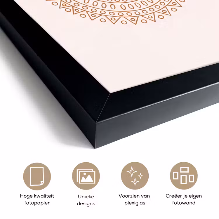 Poster met lijst - Mandala - Geometrisch - Abstract - Oosters - Bruin — 6