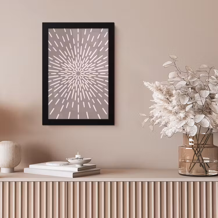 Poster met lijst - Patroon - Stralen - Abstract - Modern - Grijs — 5