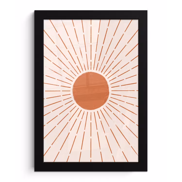 Poster met lijst - Zon - Stralen - Abstract - Terracotta - Modern — 1