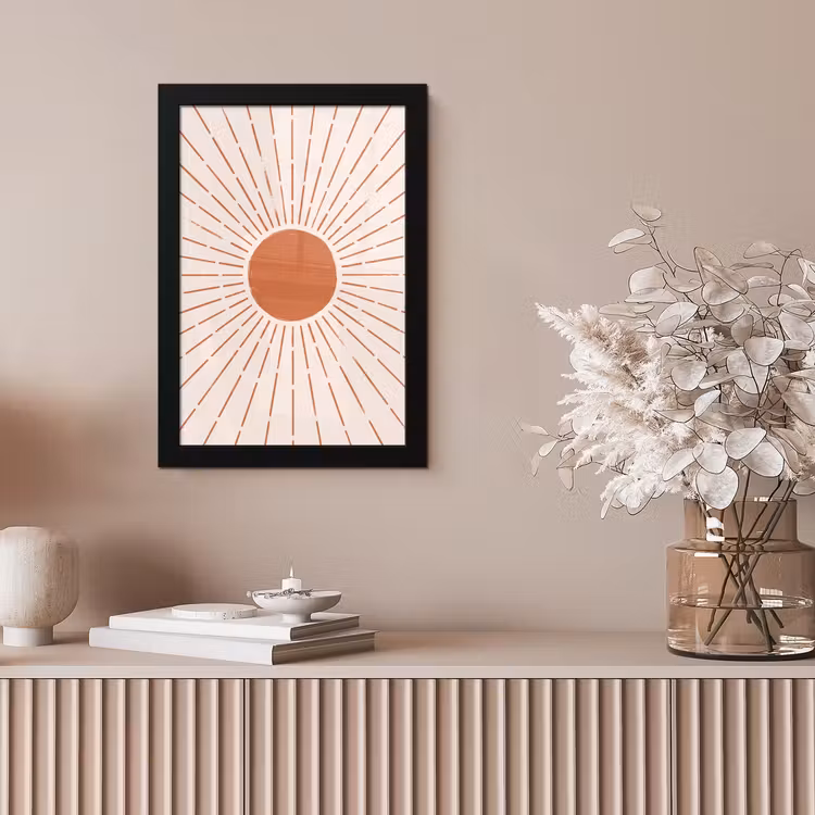 Poster met lijst - Zon - Stralen - Abstract - Terracotta - Modern — 5