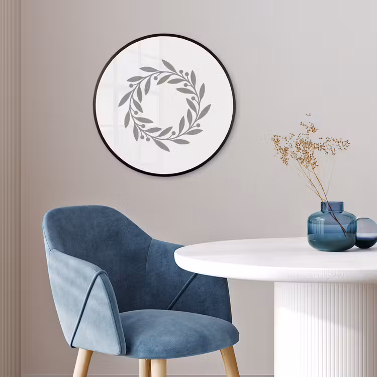 Ronde fotolijst - Krans - Bladeren - Natuur - Minimalistisch - Grijs — 4