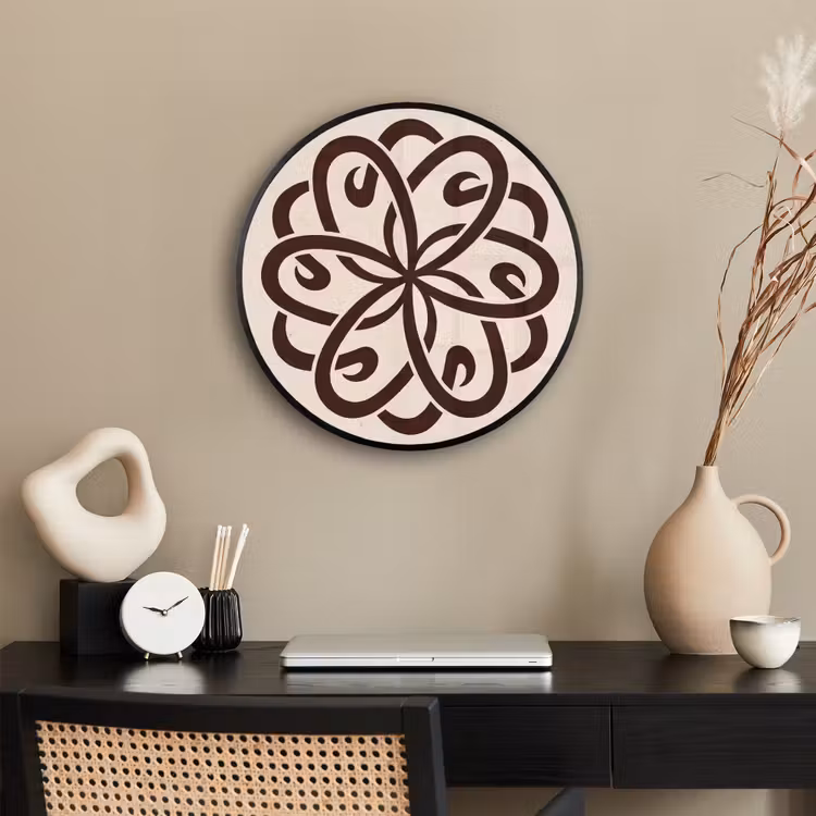 Ronde fotolijst - Patroon - Knoop - Abstract - Modern - Bruin — 3