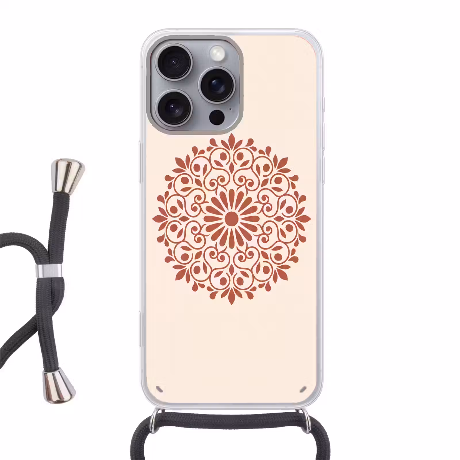 Telefoonhoesje met koord - Decoratie - Cirkel - Symmetrisch - Modern - Roodbruin — 1