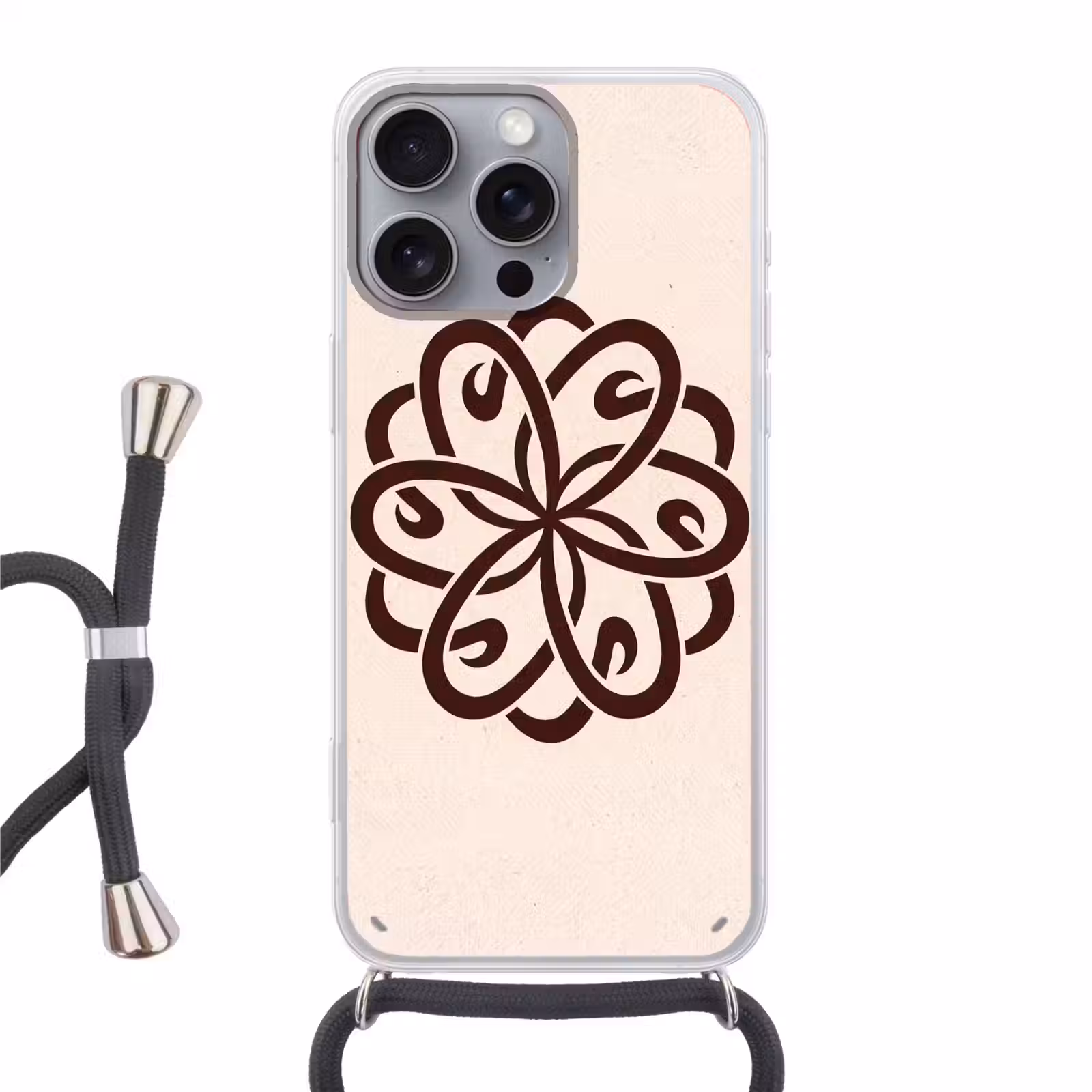 Telefoonhoesje met koord - Patroon - Knoop - Abstract - Modern - Bruin — 1