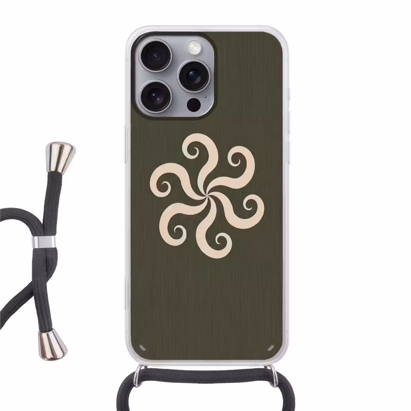 Telefoonhoesje met koord - Patroon - Spiraal - Abstract - Modern - Groen — 1