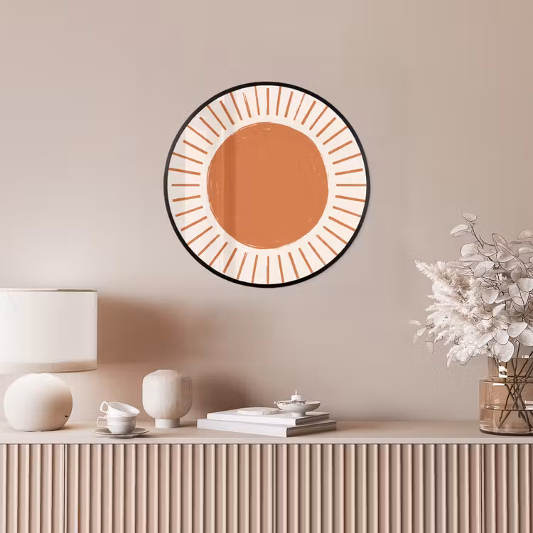 Ronde fotolijst - Zon - Stralen - Abstract - Terracotta - Modern — 5