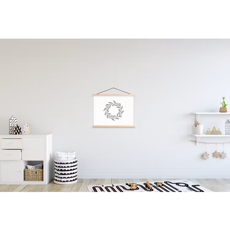Schoolplaat - Krans - Bladeren - Natuur - Minimalistisch - Grijs — 3