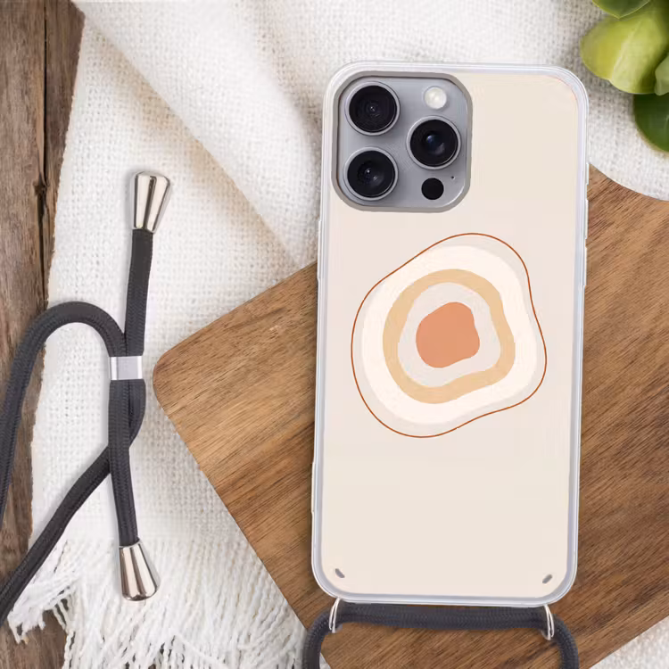 Telefoonhoesje met koord - Abstract - Organisch - Modern - Beige - Kunst — 3