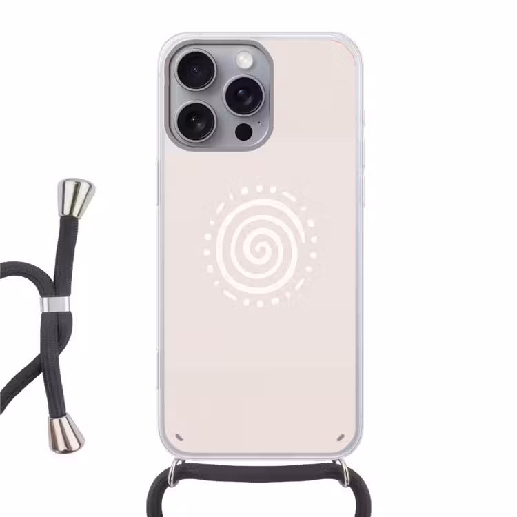 Telefoonhoesje met koord - Symbool - Spiraal - Abstract - Minimalistisch - Beige — 1