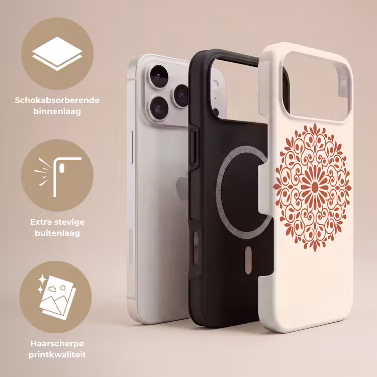 Telefoonhoesje Toughcase - Decoratie - Cirkel - Symmetrisch - Modern - Roodbruin — 3