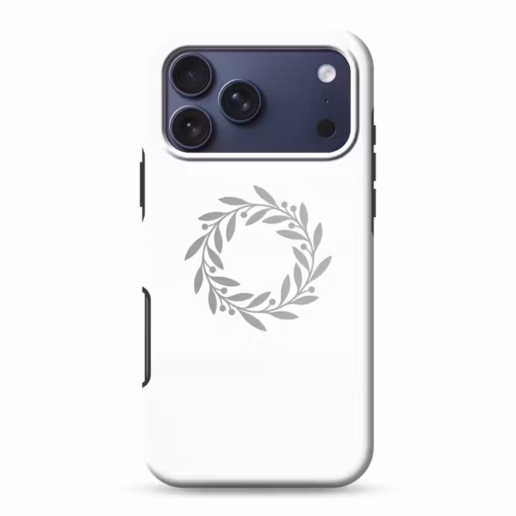 Telefoonhoesje Toughcase - Krans - Bladeren - Natuur - Minimalistisch - Grijs — 1