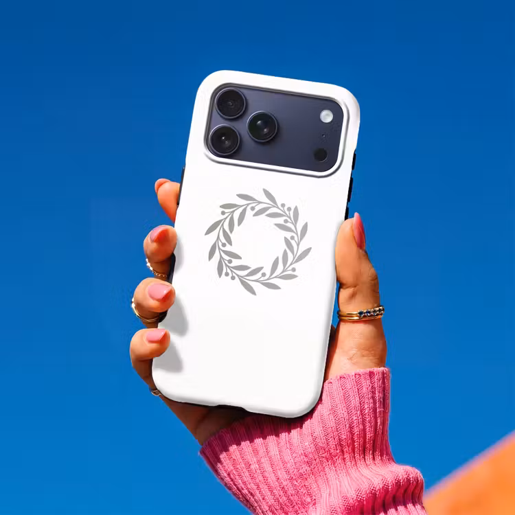 Telefoonhoesje Toughcase - Krans - Bladeren - Natuur - Minimalistisch - Grijs — 2