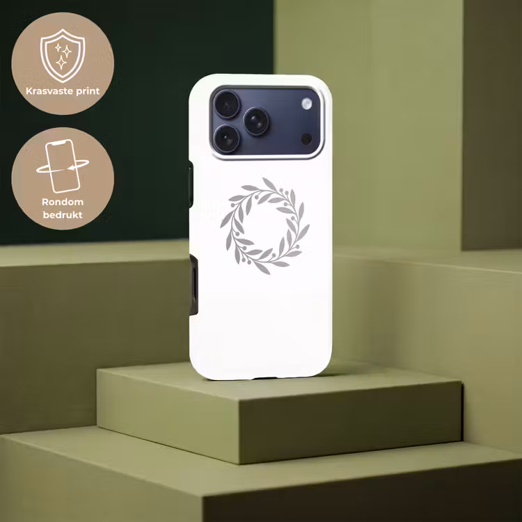 Telefoonhoesje Toughcase - Krans - Bladeren - Natuur - Minimalistisch - Grijs — 7