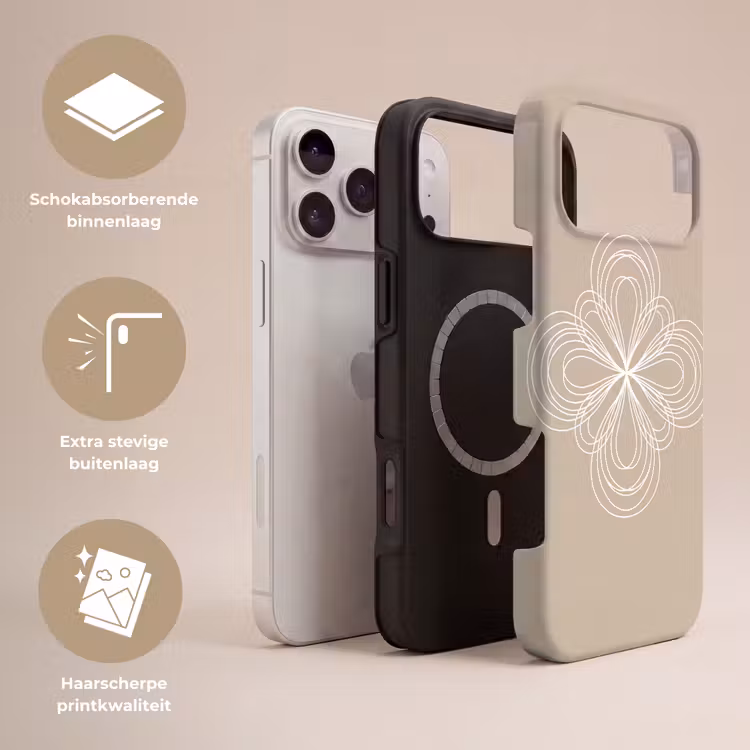 Telefoonhoesje Toughcase - Patroon - Lijnen - Abstract - Minimalistisch - Beige — 3