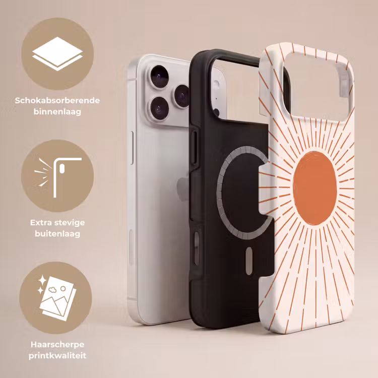 Telefoonhoesje Toughcase - Zon - Stralen - Abstract - Terracotta - Modern — 3