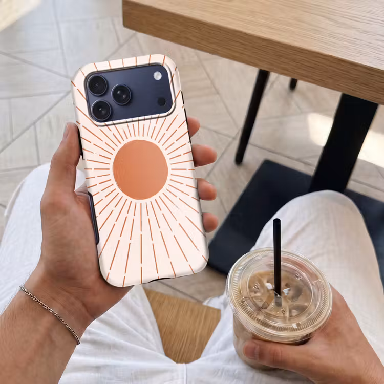 Telefoonhoesje Toughcase - Zon - Stralen - Abstract - Terracotta - Modern — 4