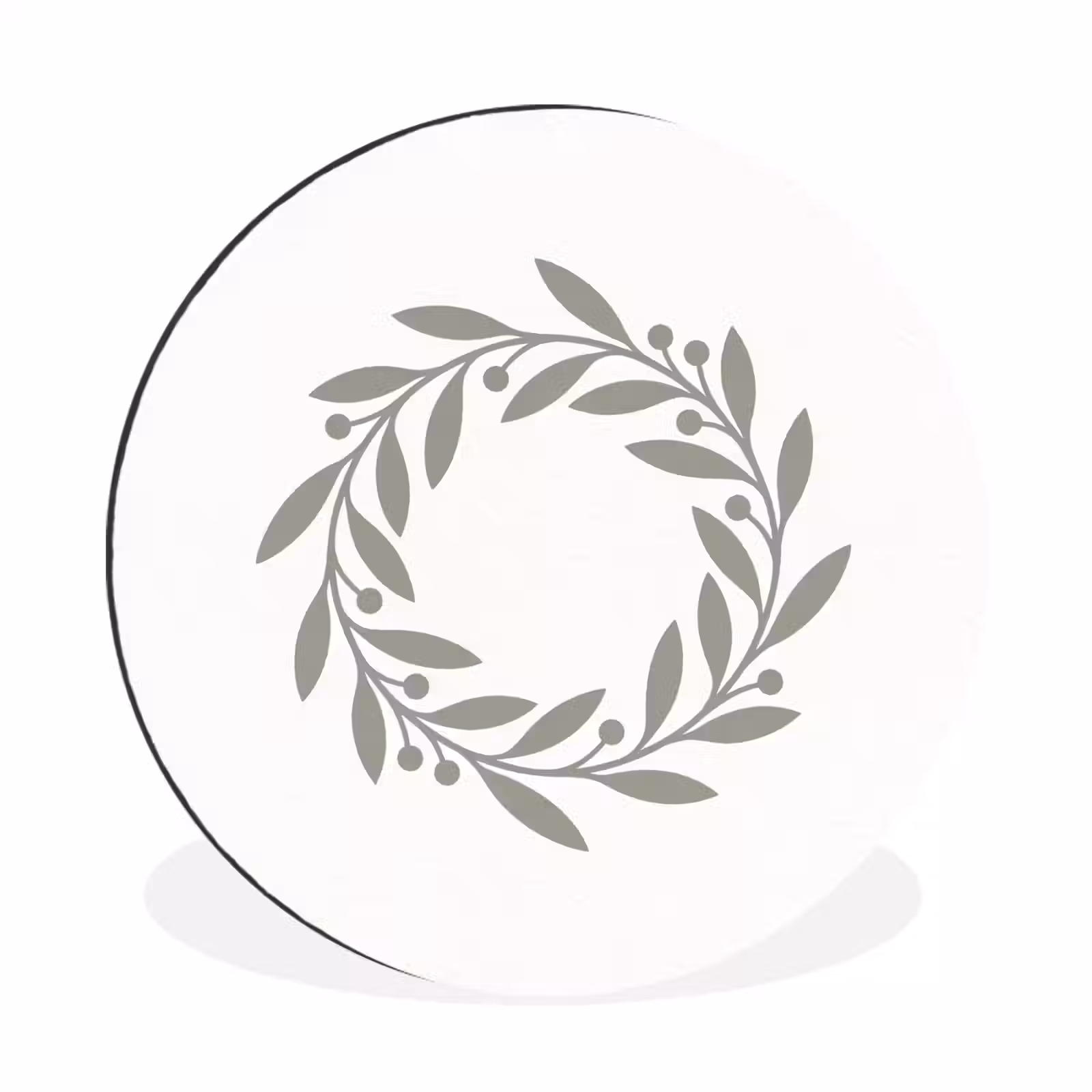Wandcirkel - Aluminium - Krans - Bladeren - Natuur - Minimalistisch - Grijs — 1