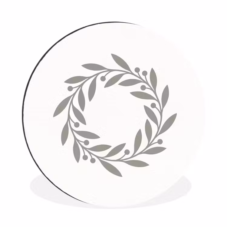 Wandcirkel - Aluminium - Krans - Bladeren - Natuur - Minimalistisch - Grijs — 1