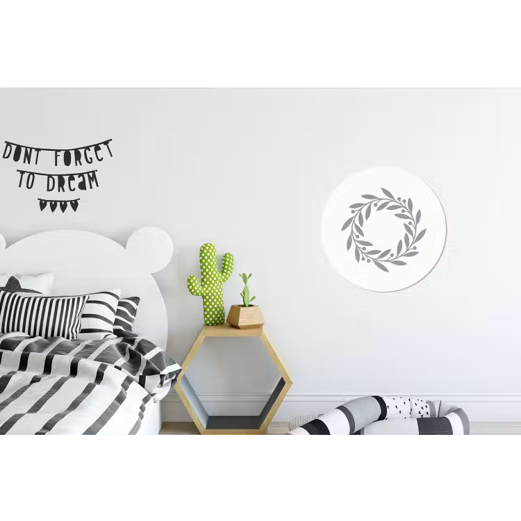 Wandcirkel - Aluminium - Krans - Bladeren - Natuur - Minimalistisch - Grijs — 5