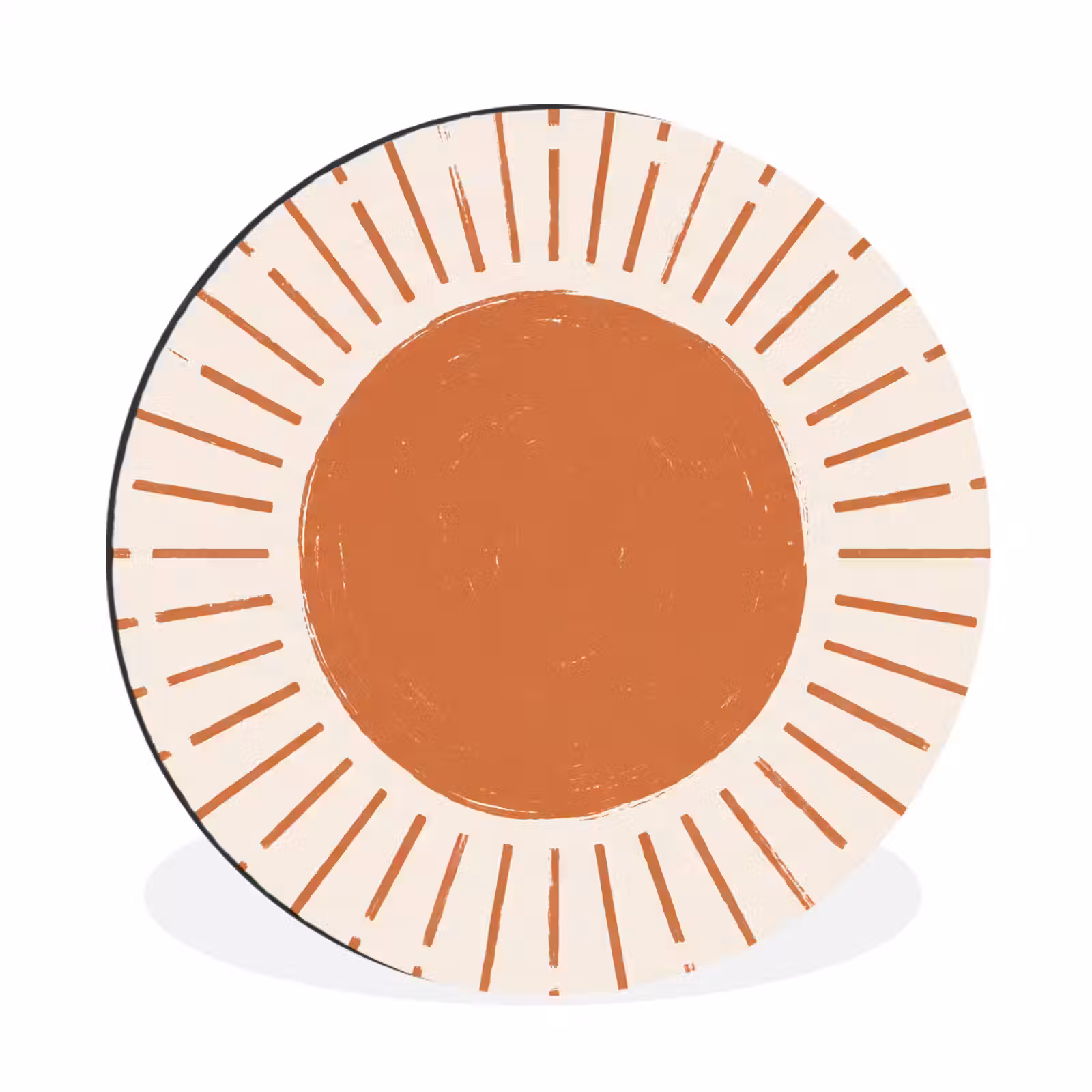 Wandcirkel - Aluminium - Zon - Stralen - Abstract - Terracotta - Modern — 1