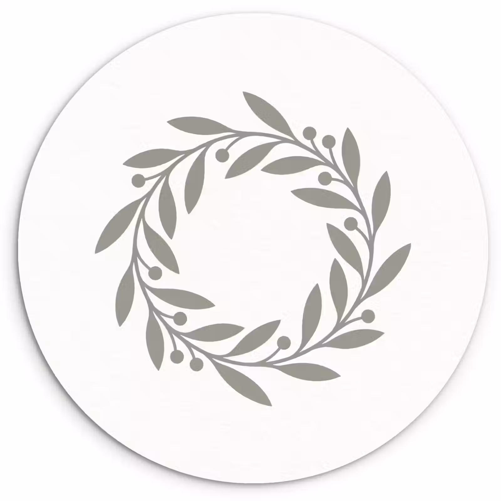Wandcirkel - Glas - Krans - Bladeren - Natuur - Minimalistisch - Grijs — 1