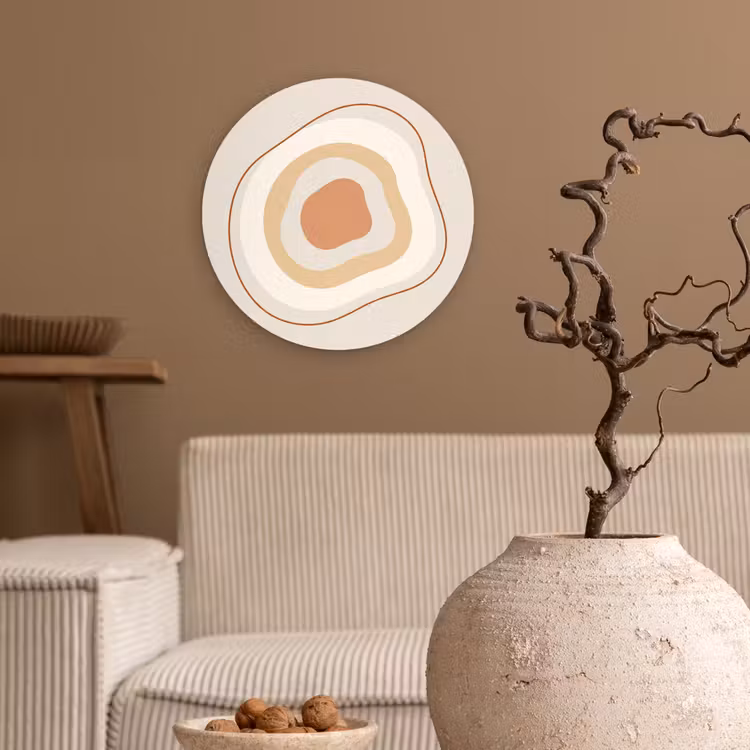 Wandcirkel - Glas - Abstract - Organisch - Modern - Beige - Kunst — 2