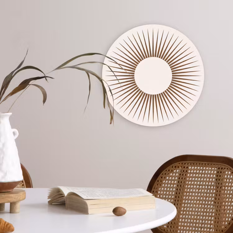 Wandcirkel - Glas - Abstract - Zon - Symbool - Modern - Beige — 4