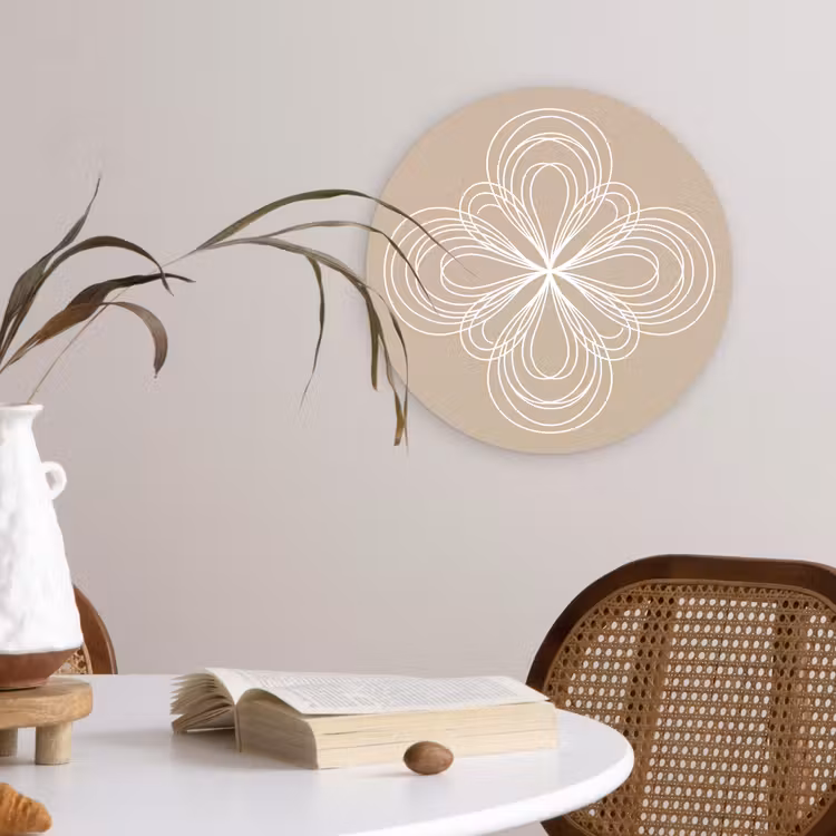 Wandcirkel - Glas - Patroon - Lijnen - Abstract - Minimalistisch - Beige — 4