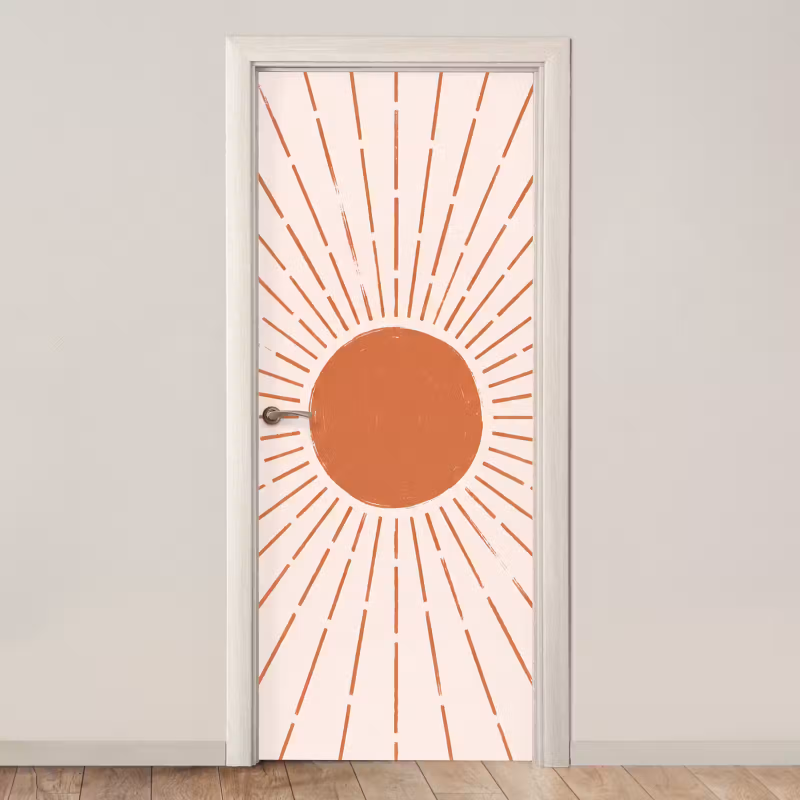 Deursticker - Zon - Stralen - Abstract - Terracotta - Modern — 1