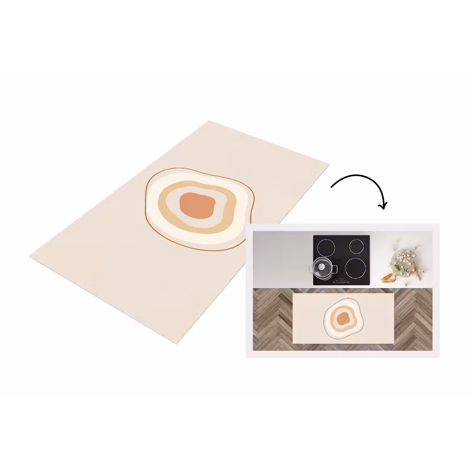 Keukenloper - Abstract - Organisch - Modern - Beige - Kunst — 1