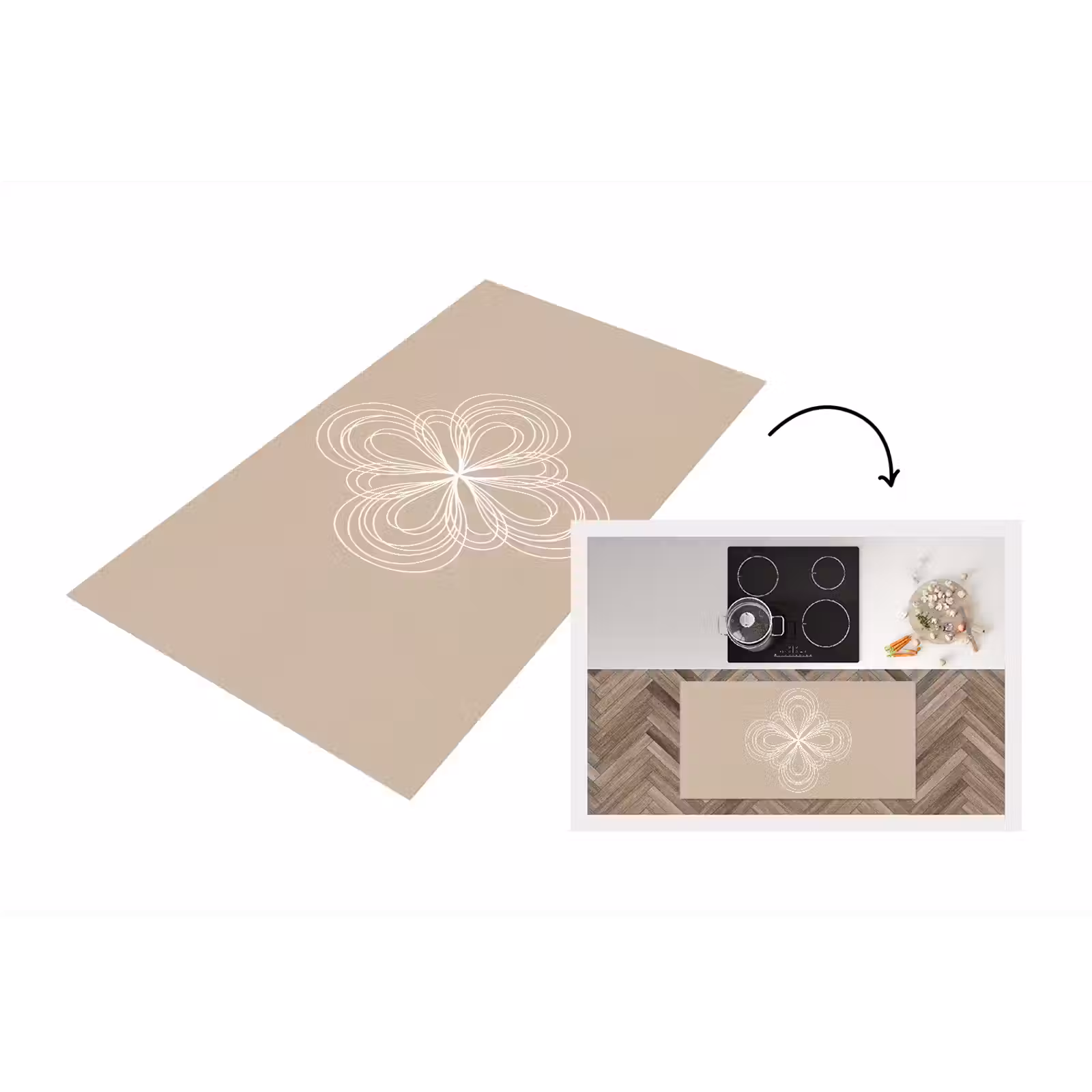 Keukenloper - Patroon - Lijnen - Abstract - Minimalistisch - Beige — 1