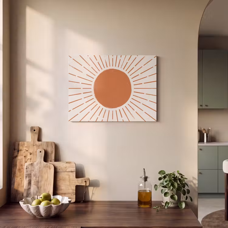 Akoestisch schilderij - Zon - Stralen - Abstract - Terracotta - Modern — 4