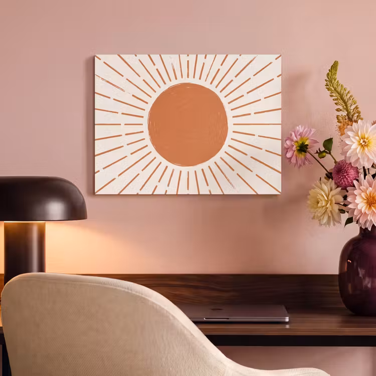 Akoestisch schilderij - Zon - Stralen - Abstract - Terracotta - Modern — 6
