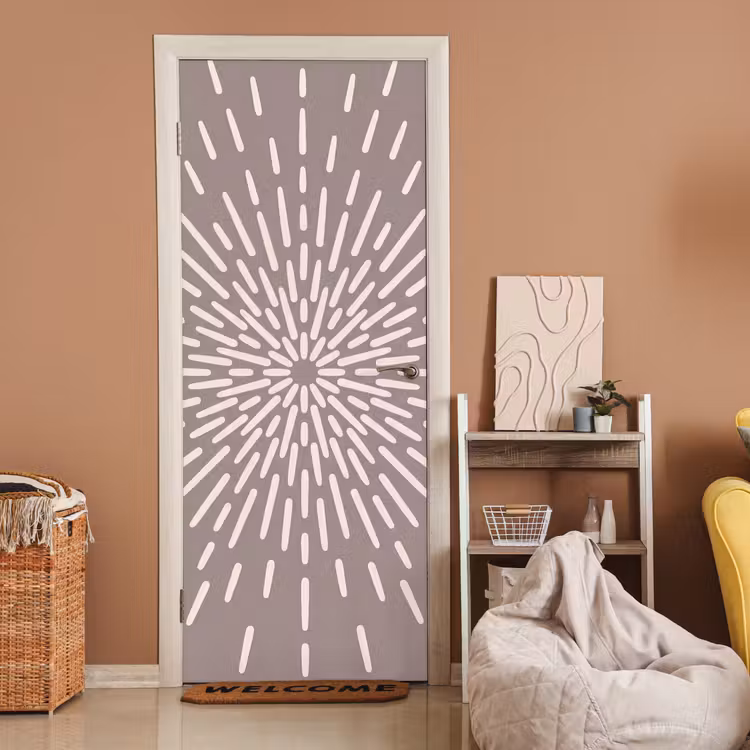 Deursticker - Patroon - Stralen - Abstract - Modern - Grijs — 2