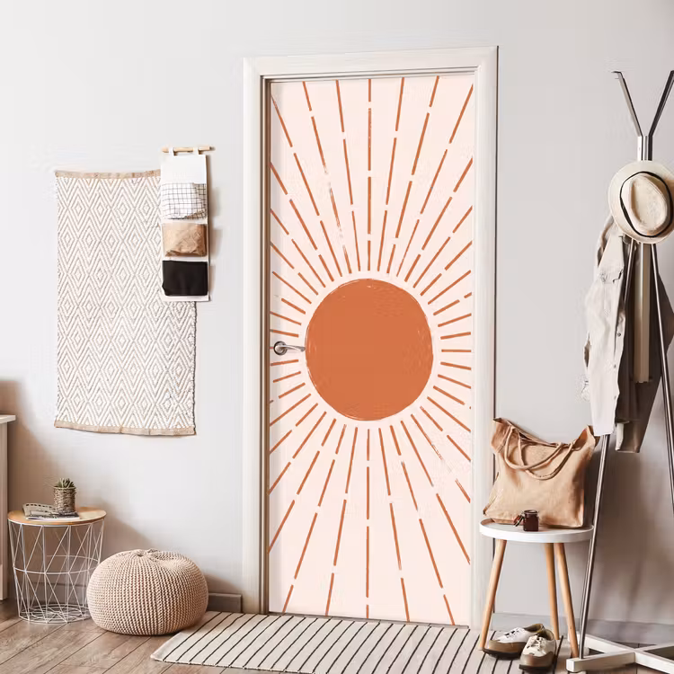 Deursticker - Zon - Stralen - Abstract - Terracotta - Modern — 8