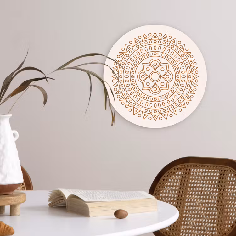 Wandcirkel - Glas - Mandala - Geometrisch - Abstract - Oosters - Bruin — 4