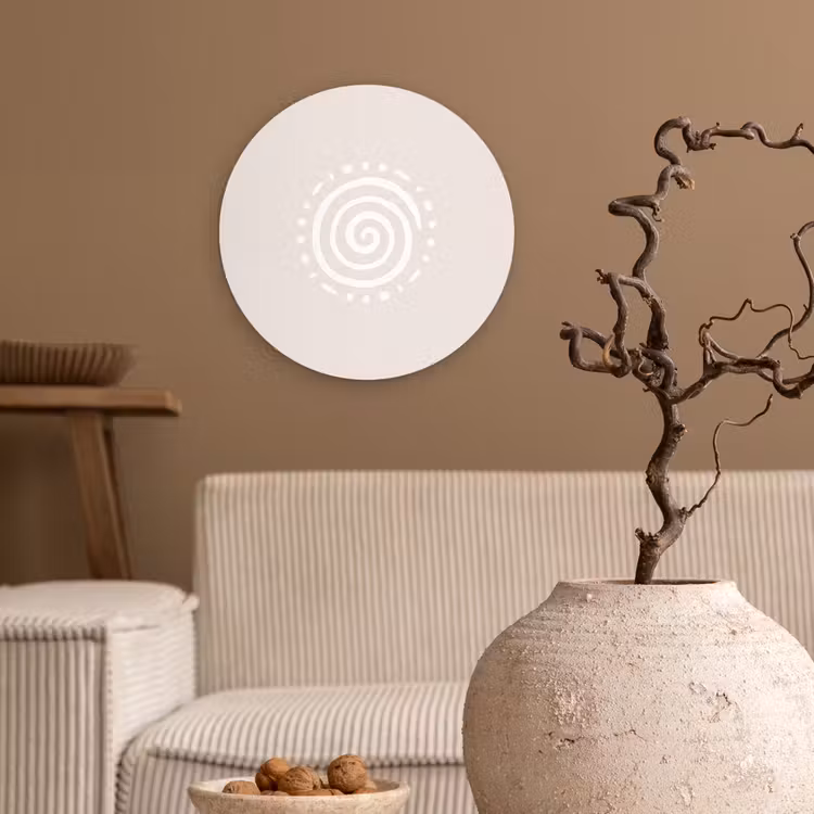 Wandcirkel - Glas - Symbool - Spiraal - Abstract - Minimalistisch - Beige — 2