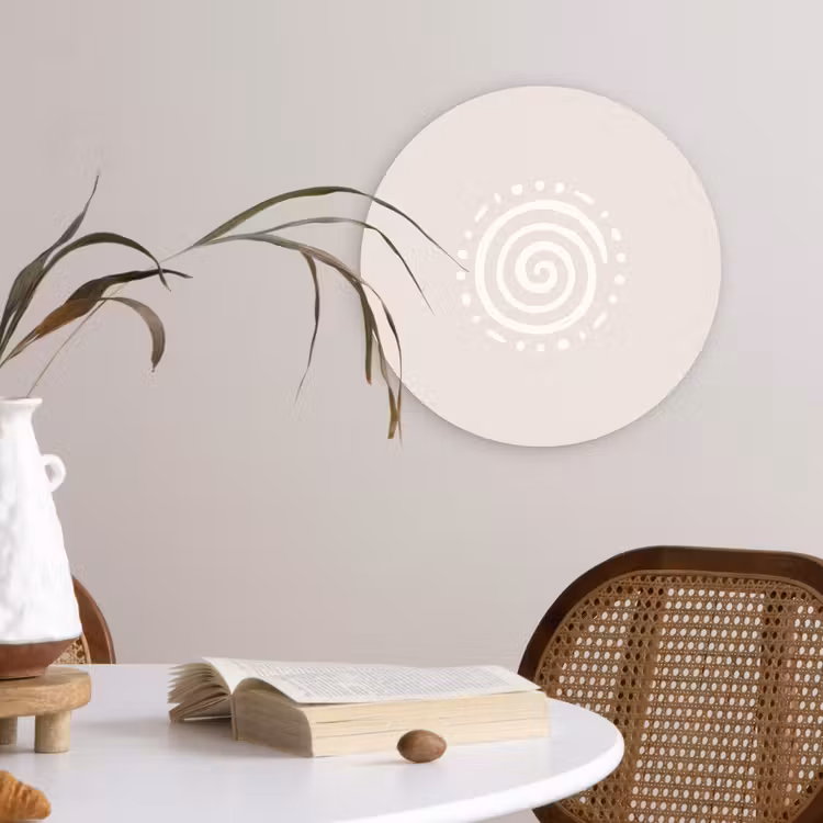 Wandcirkel - Glas - Symbool - Spiraal - Abstract - Minimalistisch - Beige — 4