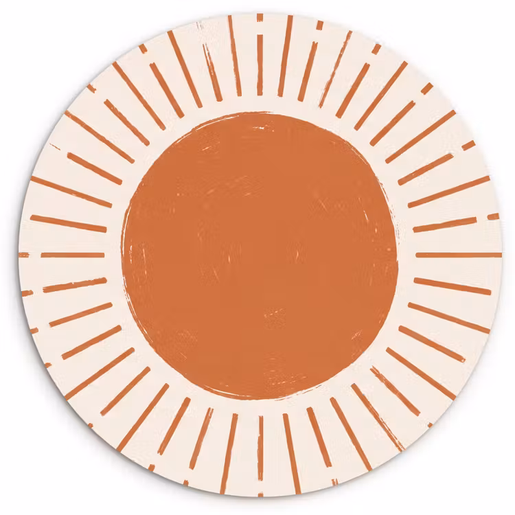 Wandcirkel - Glas - Zon - Stralen - Abstract - Terracotta - Modern — 1