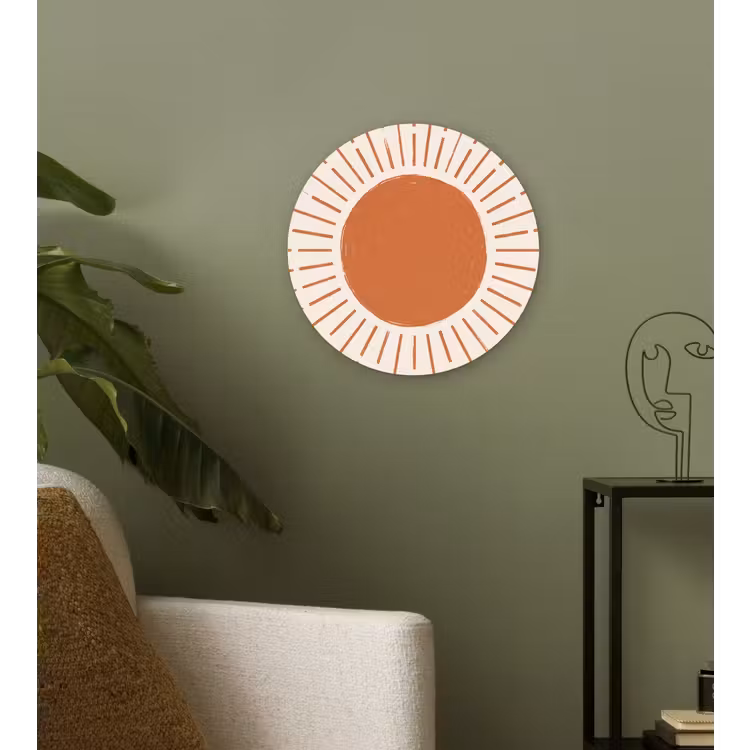 Wandcirkel - Glas - Zon - Stralen - Abstract - Terracotta - Modern — 3