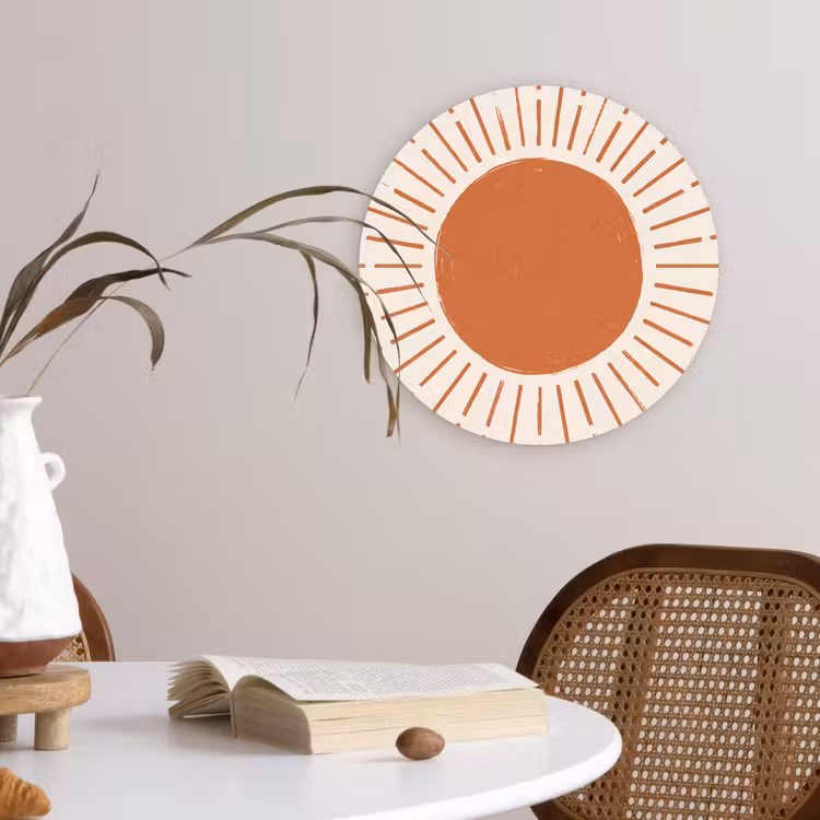Wandcirkel - Glas - Zon - Stralen - Abstract - Terracotta - Modern — 4