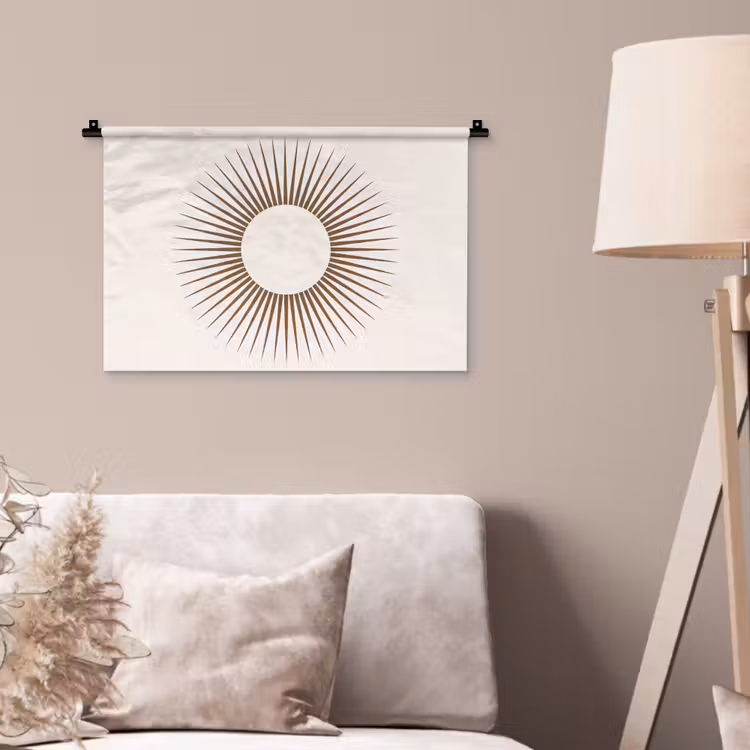 Wandkleed - Abstract - Zon - Symbool - Modern - Beige — 2