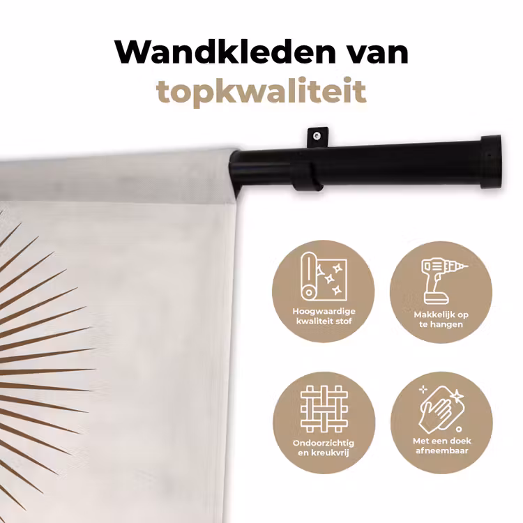 Wandkleed - Abstract - Zon - Symbool - Modern - Beige — 3