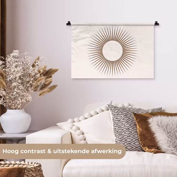 Wandkleed - Abstract - Zon - Symbool - Modern - Beige — 4
