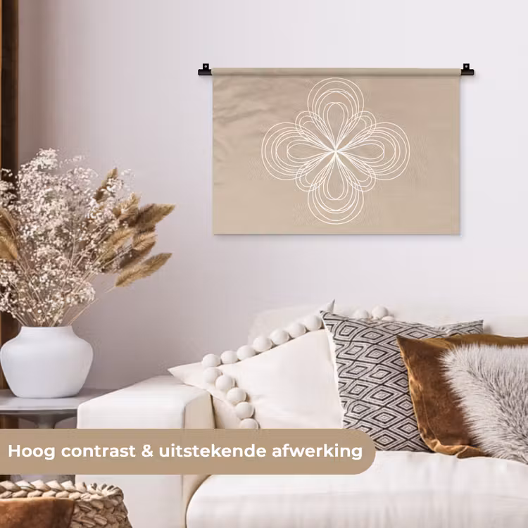 Wandkleed - Patroon - Lijnen - Abstract - Minimalistisch - Beige — 4